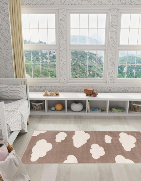 Hazelnut Beige 2' x 5' 1 Whimsy Kids Runner Area Rug for Baby Nursery, Toddler Playroom,  Bedrooms Playful Fun Design Easy Clean Carpet for Sale at Rug Engine
