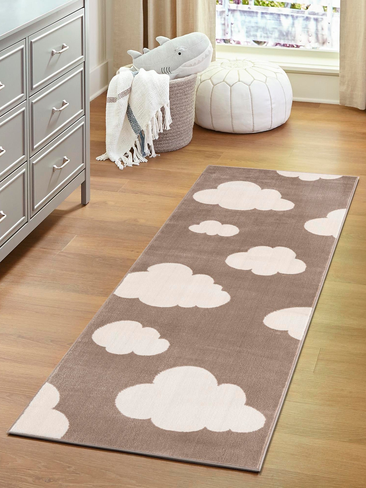 Hazelnut Beige 2' x 5' 1 Whimsy Kids Runner Area Rug for Baby Nursery, Toddler Playroom, Bedrooms