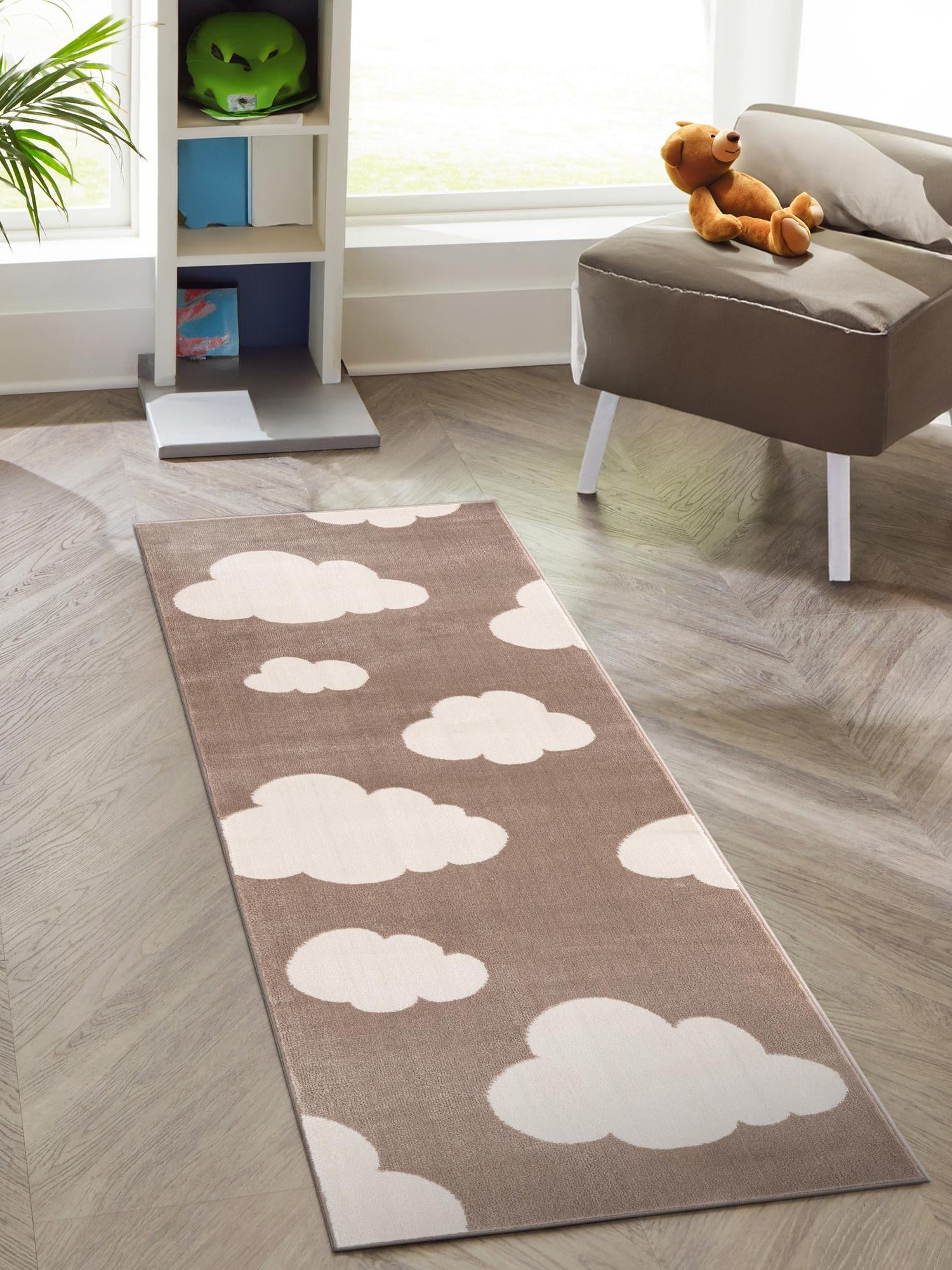 Hazelnut Beige 2' x 5' 1 Whimsy Kids Runner Area Rug for Baby Nursery, Toddler Playroom, Bedrooms
