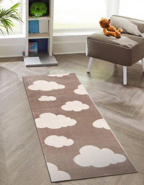 Hazelnut Beige 2' x 5' 1 Whimsy Kids Runner Area Rug for Baby Nursery, Toddler Playroom,  Bedrooms Playful Fun Design Easy Clean Carpet for Sale at Rug Engine