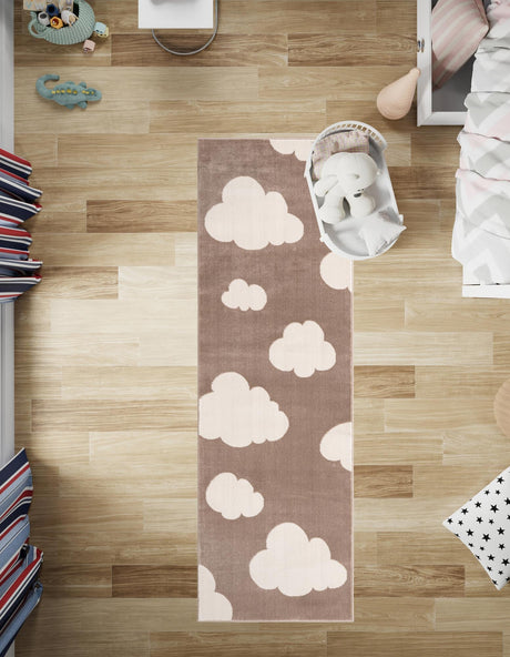 Hazelnut Beige 2' x 5' 1 Whimsy Kids Runner Area Rug for Baby Nursery, Toddler Playroom,  Bedrooms Playful Fun Design Easy Clean Carpet for Sale at Rug Engine