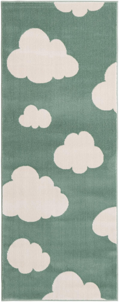 Soft Green 2' x 5' 1 Whimsy Kids Runner Area Rug for Baby Nursery, Toddler Playroom,  Bedrooms Playful Fun Design Easy Clean Carpet for Sale at Rug Engine