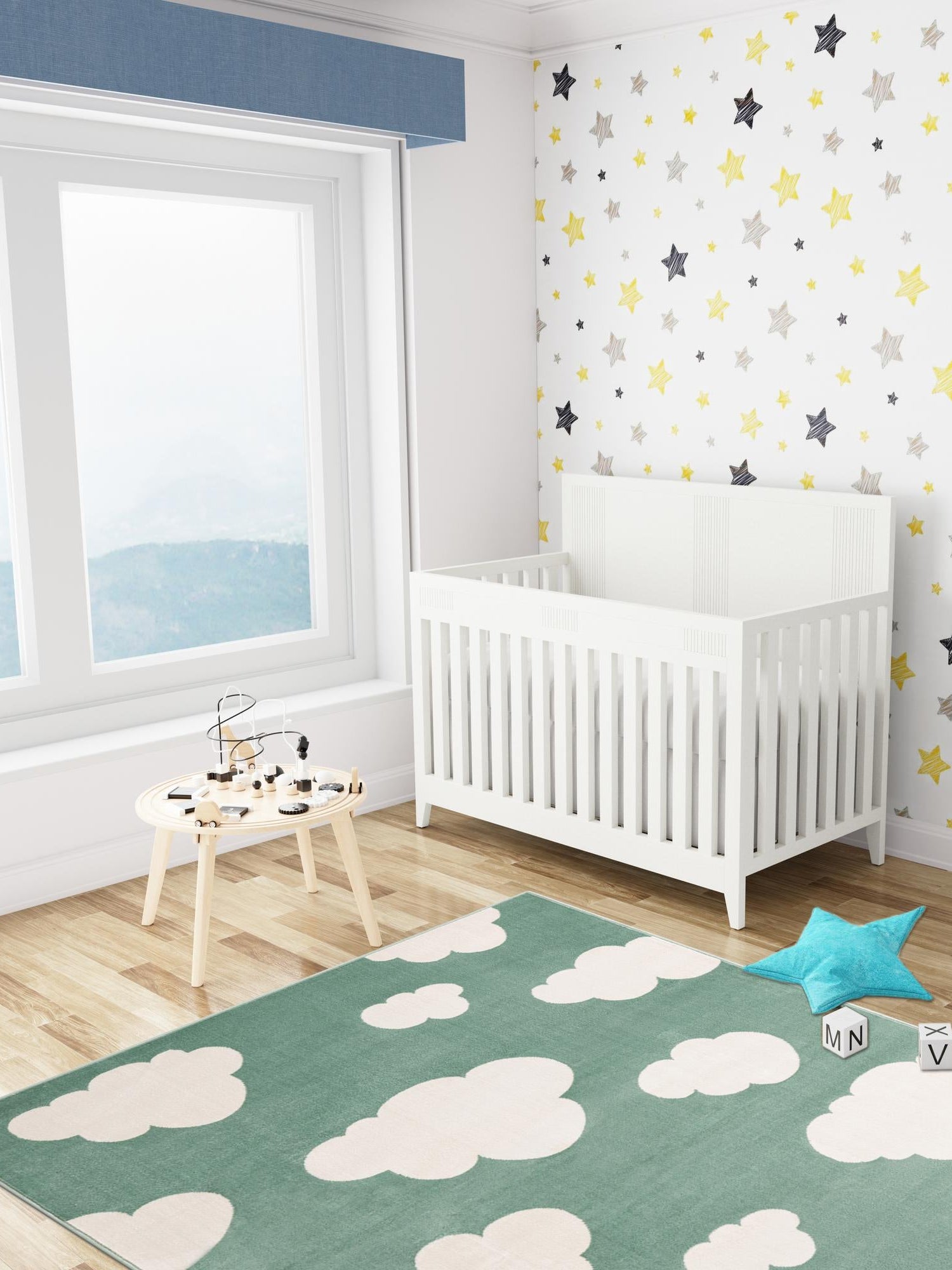Soft Green 10' x 13' 1 Whimsy Kids Rectangle Area Rug for Baby Nursery, Toddler Playroom,  Bedrooms Playful Fun Design Easy Clean Carpet for Sale at Rug Engine