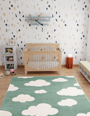 Soft Green 8' x 10' Whimsy Kids Rectangle Rug