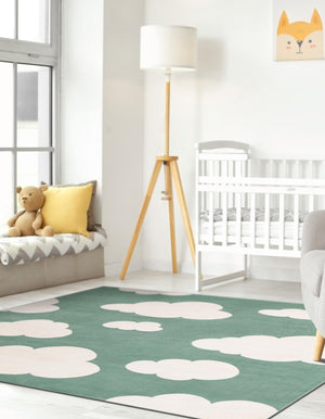 Soft Green 8' x 8' Whimsy Kids Square Rug