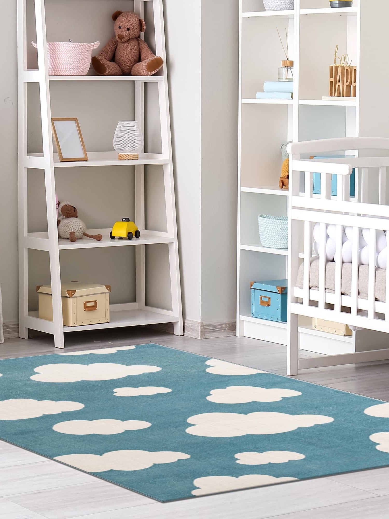 Sky blue 10' x 13' 1 Whimsy Kids Rectangle Area Rug for Baby Nursery, Toddler Playroom,  Bedrooms Playful Fun Design Easy Clean Carpet for Sale at Rug Engine