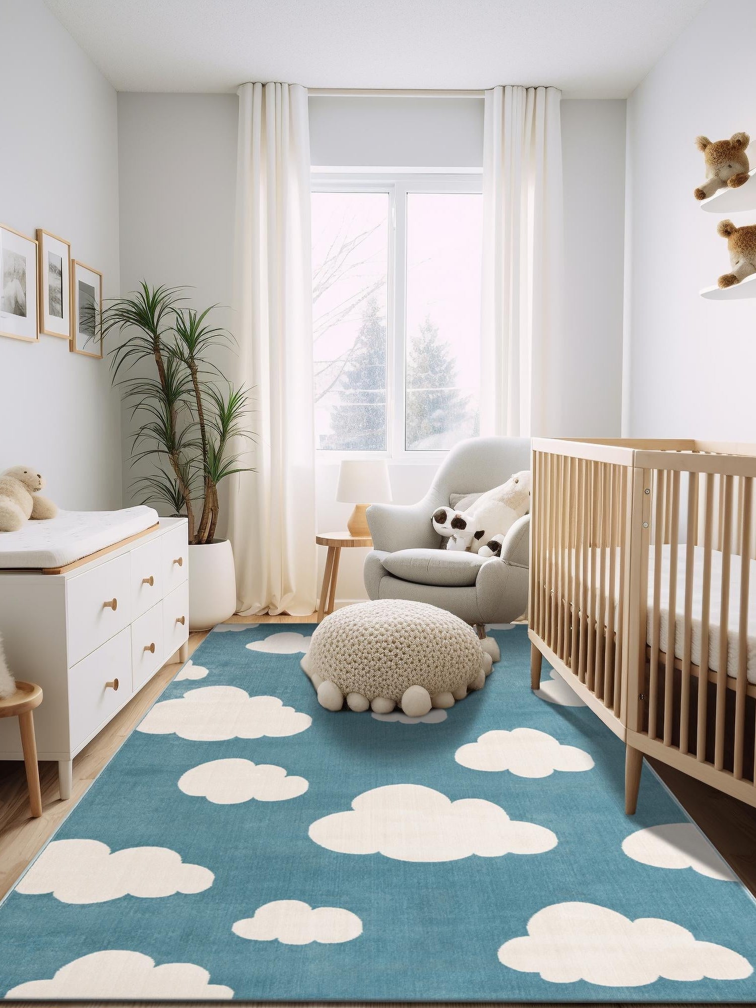 Sky blue 10' x 13' 1 Whimsy Kids Rectangle Area Rug for Baby Nursery, Toddler Playroom,  Bedrooms Playful Fun Design Easy Clean Carpet for Sale at Rug Engine
