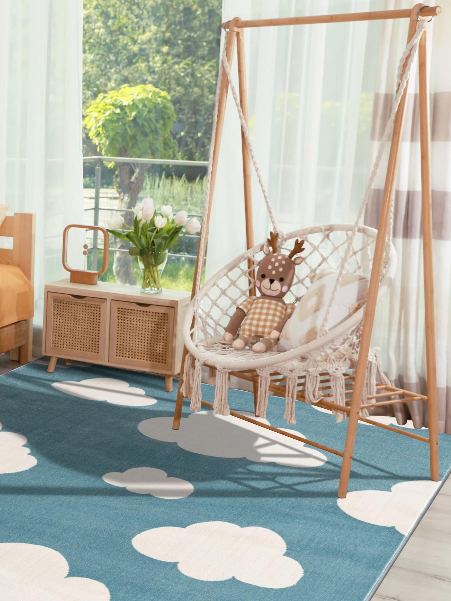 Sky blue 10' x 13' 1 Whimsy Kids Rectangle Area Rug for Baby Nursery, Toddler Playroom,  Bedrooms Playful Fun Design Easy Clean Carpet for Sale at Rug Engine