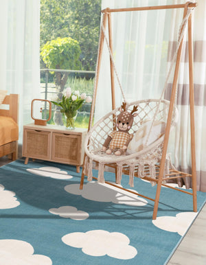 Sky blue 10' x 13' 1 Whimsy Kids Rectangle Rug