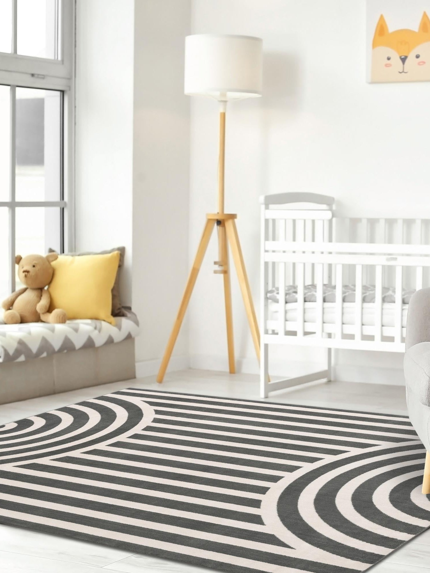 Silver Gray 7' 10 x 10' Whimsy Kids Rectangle Area Rug for Baby Nursery, Toddler Playroom,  Bedrooms Playful Fun Design Easy Clean Carpet for Sale at Rug Engine