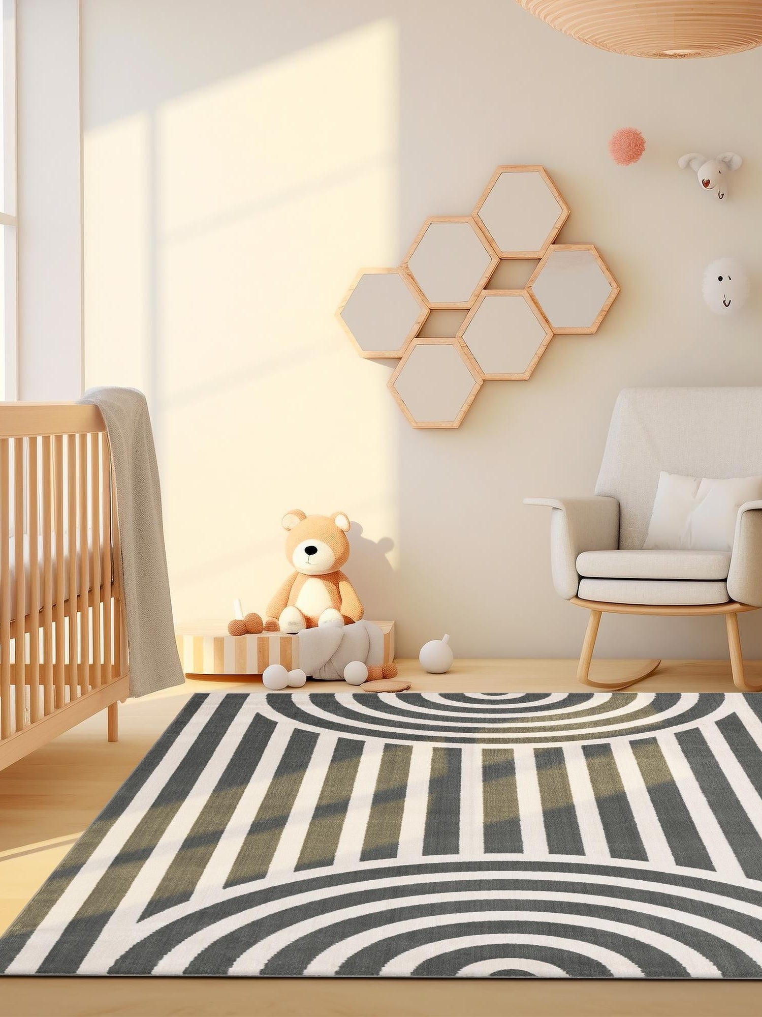 Silver Gray 9' x 12' Whimsy Kids Rectangle Area Rug for Baby Nursery, Toddler Playroom,  Bedrooms Playful Fun Design Easy Clean Carpet for Sale at Rug Engine