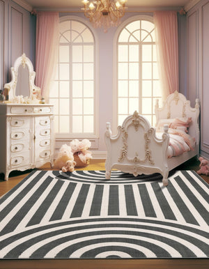 Silver Gray 5' 3 x 8' Whimsy Kids Rectangle Rug