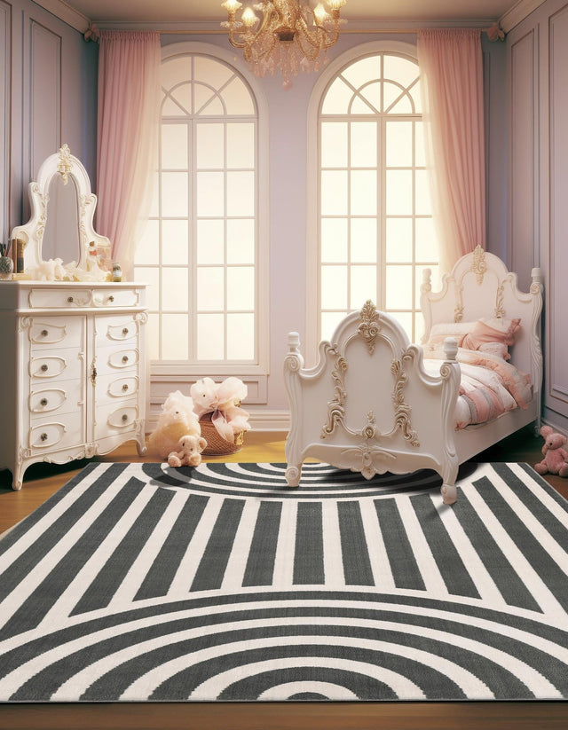Silver Gray 5' 3 x 8' Whimsy Kids Rectangle Rug