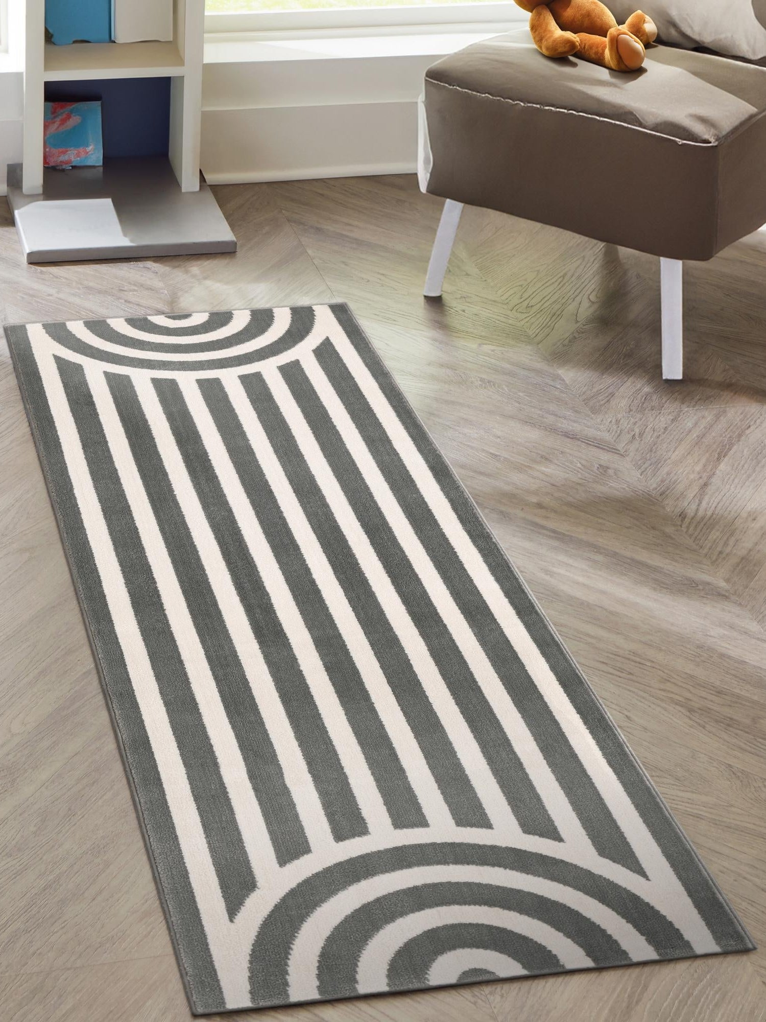 Silver Gray 2' x 5' 1 Whimsy Kids Runner Area Rug for Baby Nursery, Toddler Playroom,  Bedrooms Playful Fun Design Easy Clean Carpet for Sale at Rug Engine