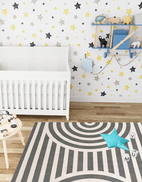 Silver Gray 7' 10 x 7' 10 Whimsy Kids Square Area Rug for Baby Nursery, Toddler Playroom,  Bedrooms Playful Fun Design Easy Clean Carpet for Sale at Rug Engine