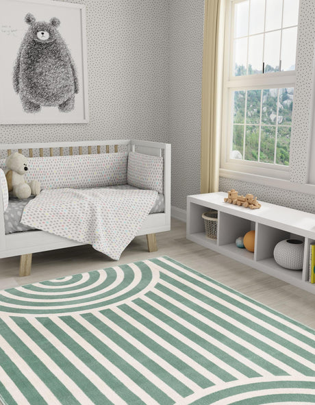 Soft Green 2' x 3' 1 Whimsy Kids Rectangle Rug
