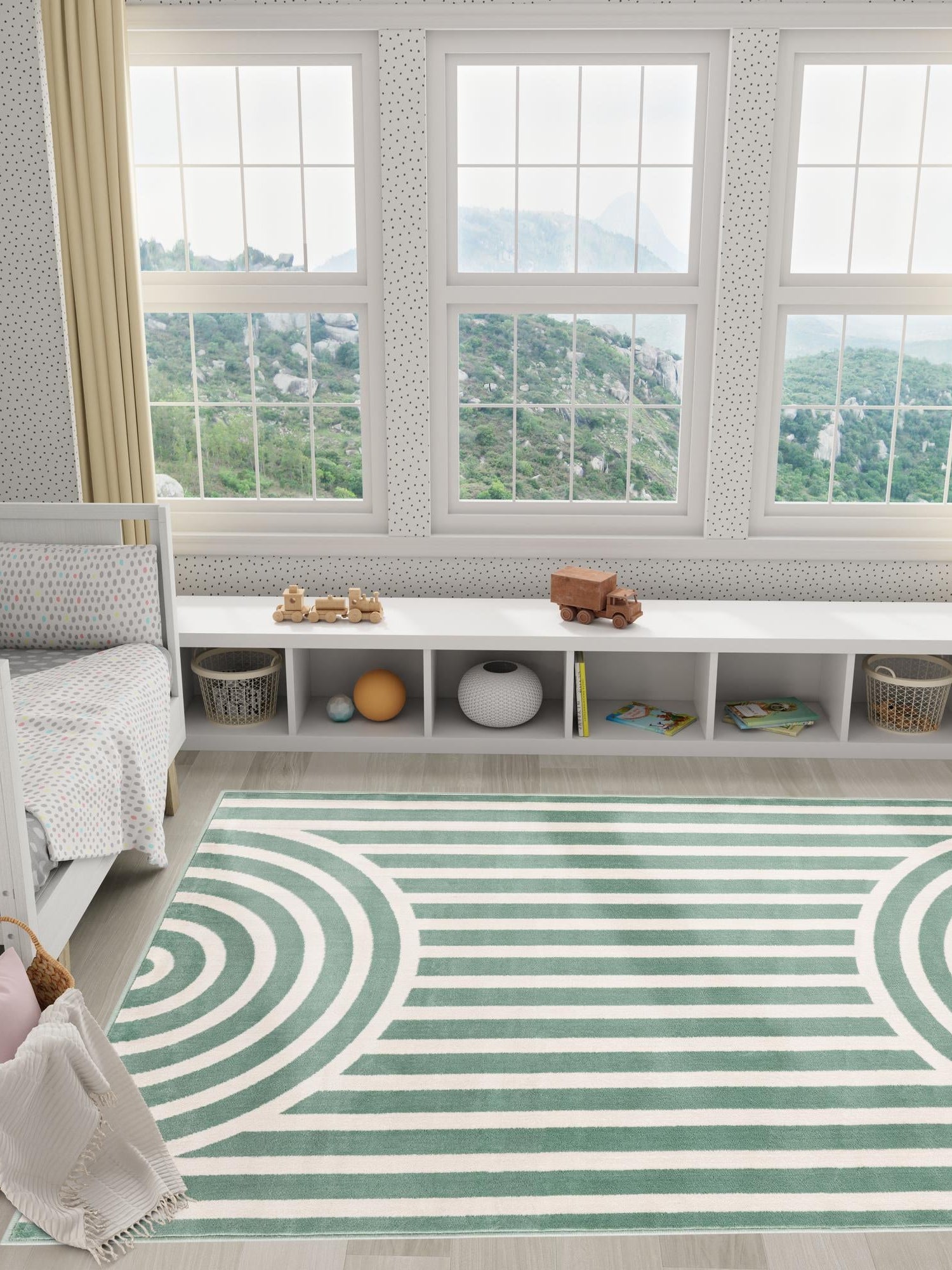 Soft Green 10' x 13' 1 Whimsy Kids Rectangle Area Rug for Baby Nursery, Toddler Playroom,  Bedrooms Playful Fun Design Easy Clean Carpet for Sale at Rug Engine
