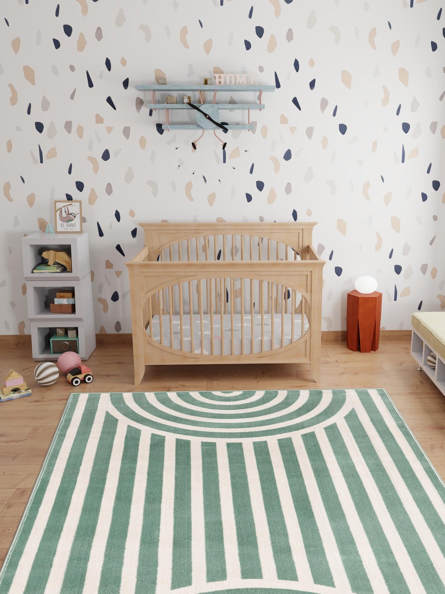 Soft Green 7' 10 x 10' Whimsy Kids Rectangle Area Rug for Baby Nursery, Toddler Playroom,  Bedrooms Playful Fun Design Easy Clean Carpet for Sale at Rug Engine