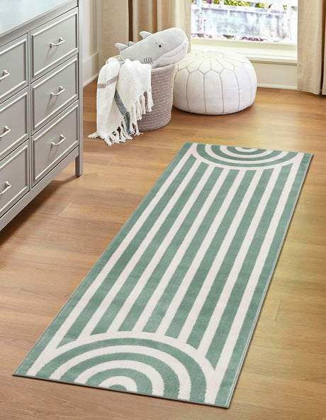 Soft Green 2' x 5' 1 Whimsy Kids Runner Area Rug for Baby Nursery, Toddler Playroom,  Bedrooms Playful Fun Design Easy Clean Carpet for Sale at Rug Engine