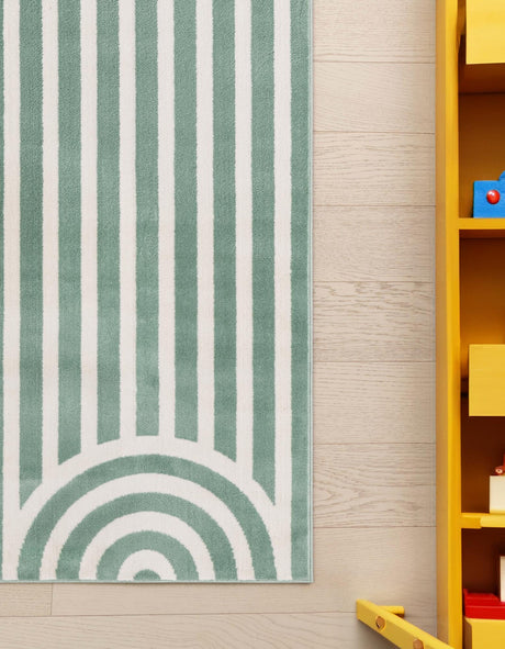 Soft Green 2' x 6' 1 Whimsy Kids Runner Area Rug for Baby Nursery, Toddler Playroom,  Bedrooms Playful Fun Design Easy Clean Carpet for Sale at Rug Engine