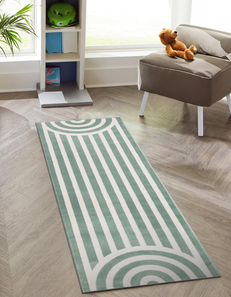 Soft Green 2' x 8' Whimsy Kids Runner Area Rug for Baby Nursery, Toddler Playroom,  Bedrooms Playful Fun Design Easy Clean Carpet for Sale at Rug Engine