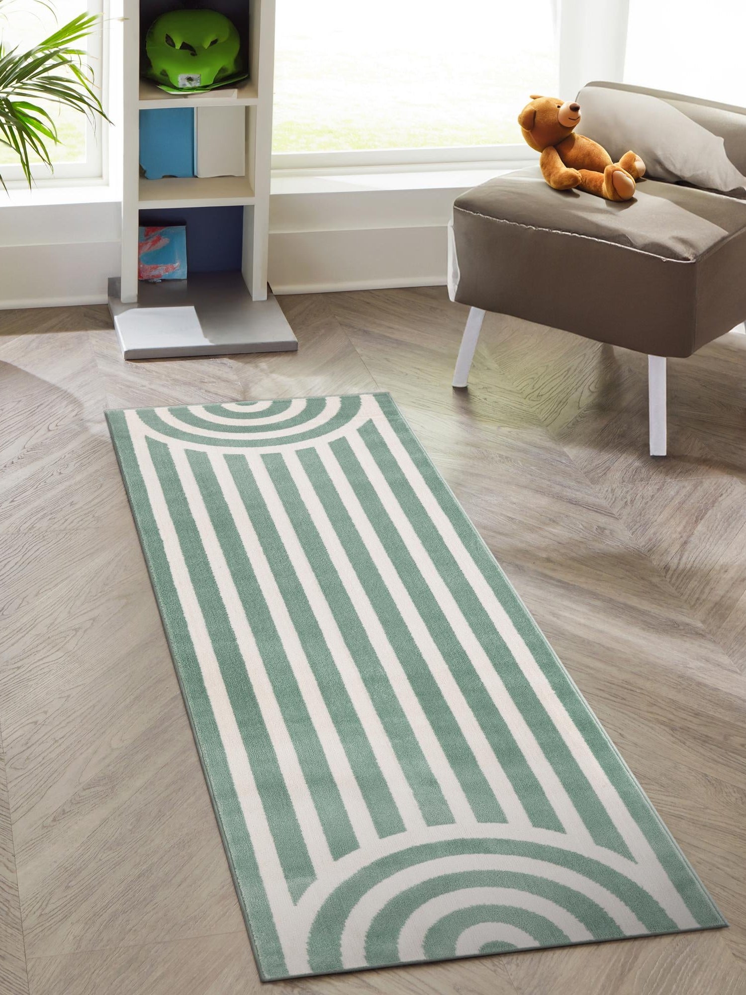 Soft Green 2' x 5' 1 Whimsy Kids Runner Area Rug for Baby Nursery, Toddler Playroom,  Bedrooms Playful Fun Design Easy Clean Carpet for Sale at Rug Engine