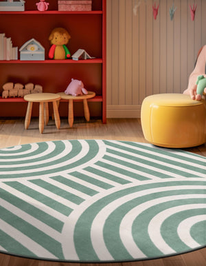 Soft Green 3' 1 x 3' 1 Whimsy Kids Round Rug