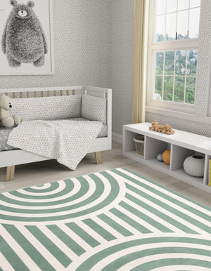 Soft Green 8' x 8' Whimsy Kids Square Rug