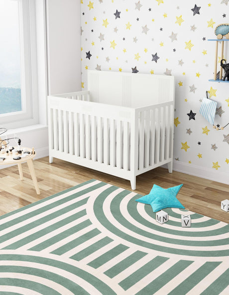 Soft Green 7' 10 x 7' 10 Whimsy Kids Square Area Rug for Baby Nursery, Toddler Playroom,  Bedrooms Playful Fun Design Easy Clean Carpet for Sale at Rug Engine