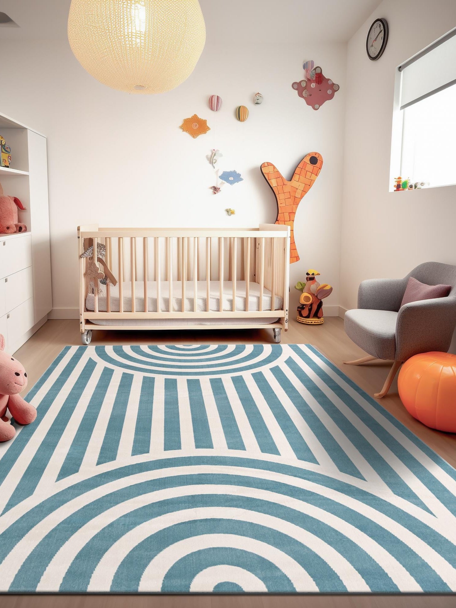 Sky blue 2' x 3' 1 Whimsy Kids Rectangle Area Rug for Baby Nursery, Toddler Playroom,  Bedrooms Playful Fun Design Easy Clean Carpet for Sale at Rug Engine