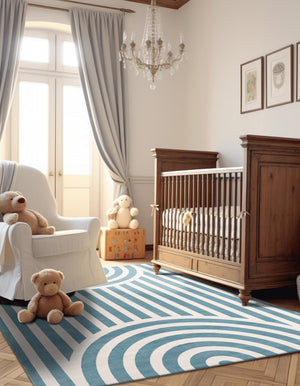 Sky blue 4' 1 x 6' 1 Whimsy Kids Rectangle Rug