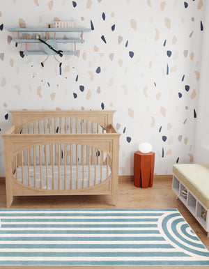 Sky blue 2' x 8' Whimsy Kids Runner Rug