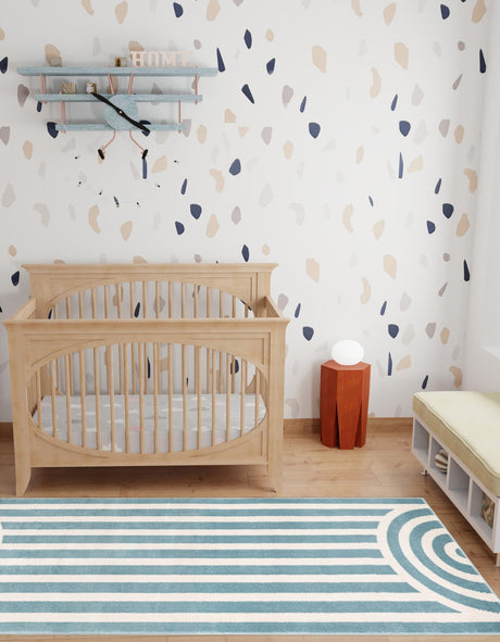 Sky blue 2' x 6' 1 Whimsy Kids Runner Area Rug for Baby Nursery, Toddler Playroom,  Bedrooms Playful Fun Design Easy Clean Carpet for Sale at Rug Engine