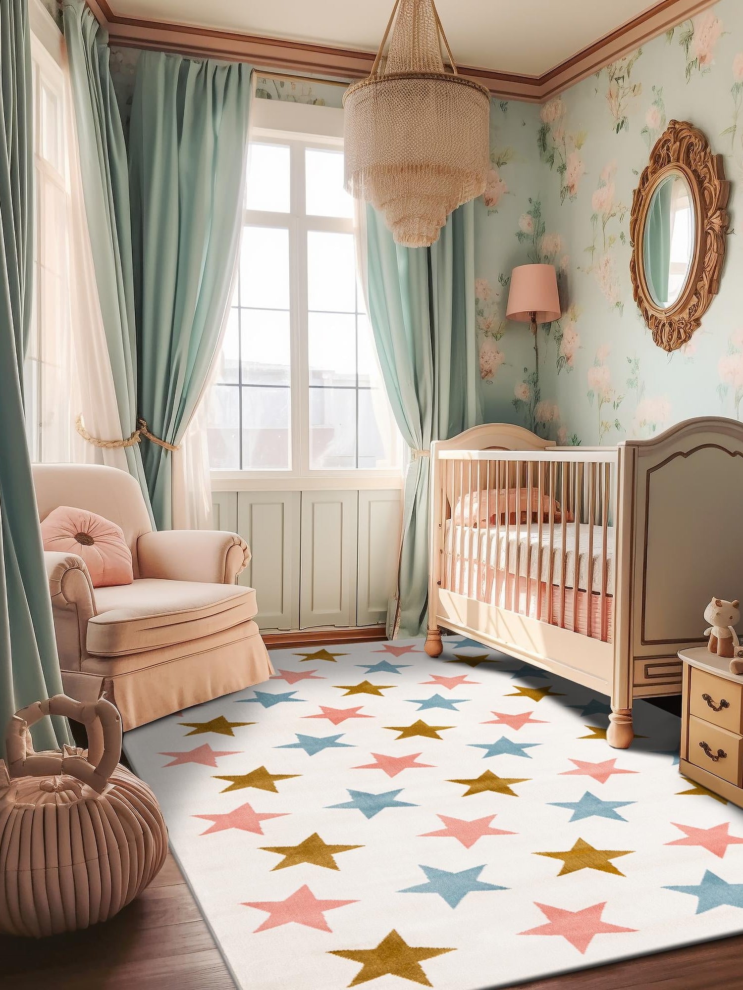 Multicolor 9' x 12' Whimsy Kids Rectangle Area Rug for Baby Nursery, Toddler Playroom, Bedrooms