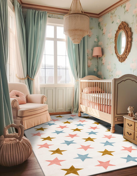 Multicolor 9' x 12' Whimsy Kids Rectangle Area Rug for Baby Nursery, Toddler Playroom,  Bedrooms Playful Fun Design Easy Clean Carpet for Sale at Rug Engine