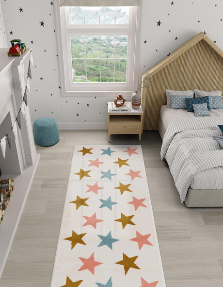 Multicolor 2' x 5' 1 Whimsy Kids Runner Area Rug for Baby Nursery, Toddler Playroom,  Bedrooms Playful Fun Design Easy Clean Carpet for Sale at Rug Engine