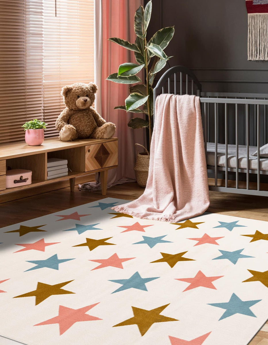 Multicolor 7' 10 x 7' 10 Whimsy Kids Square Area Rug for Baby Nursery ...