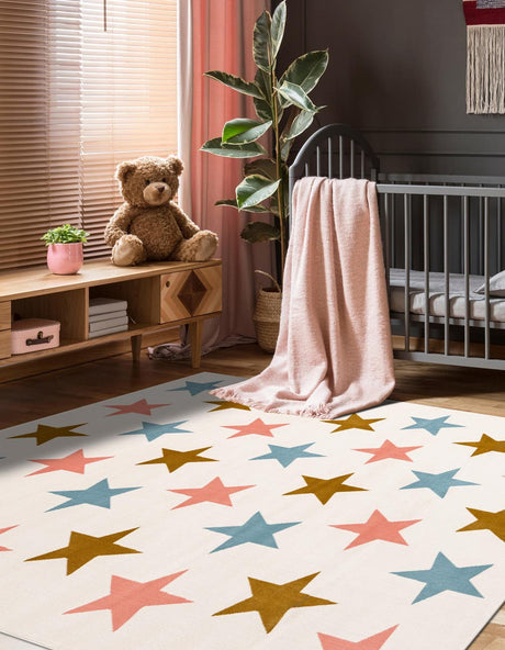 Multicolor 8' x 8' Whimsy Kids Square Rug