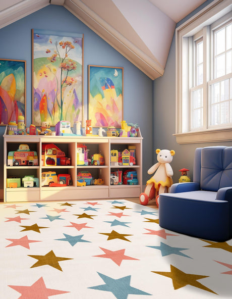 Multicolor 7' 10 x 7' 10 Whimsy Kids Square Area Rug for Baby Nursery, Toddler Playroom,  Bedrooms Playful Fun Design Easy Clean Carpet for Sale at Rug Engine