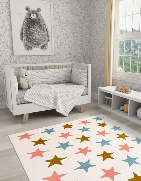 Multicolor 7' 10 x 7' 10 Whimsy Kids Square Area Rug for Baby Nursery, Toddler Playroom,  Bedrooms Playful Fun Design Easy Clean Carpet for Sale at Rug Engine
