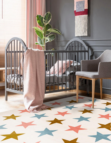 Multicolor 7' 10 x 7' 10 Whimsy Kids Square Area Rug for Baby Nursery, Toddler Playroom,  Bedrooms Playful Fun Design Easy Clean Carpet for Sale at Rug Engine