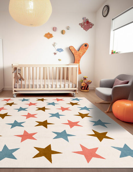 Multicolor 7' 10 x 7' 10 Whimsy Kids Square Area Rug for Baby Nursery, Toddler Playroom,  Bedrooms Playful Fun Design Easy Clean Carpet for Sale at Rug Engine