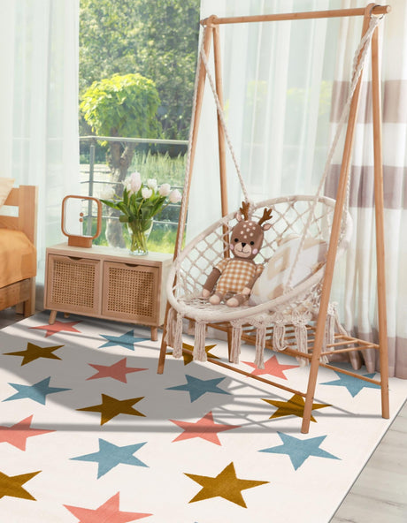 Multicolor 7' 10 x 7' 10 Whimsy Kids Square Area Rug for Baby Nursery, Toddler Playroom,  Bedrooms Playful Fun Design Easy Clean Carpet for Sale at Rug Engine