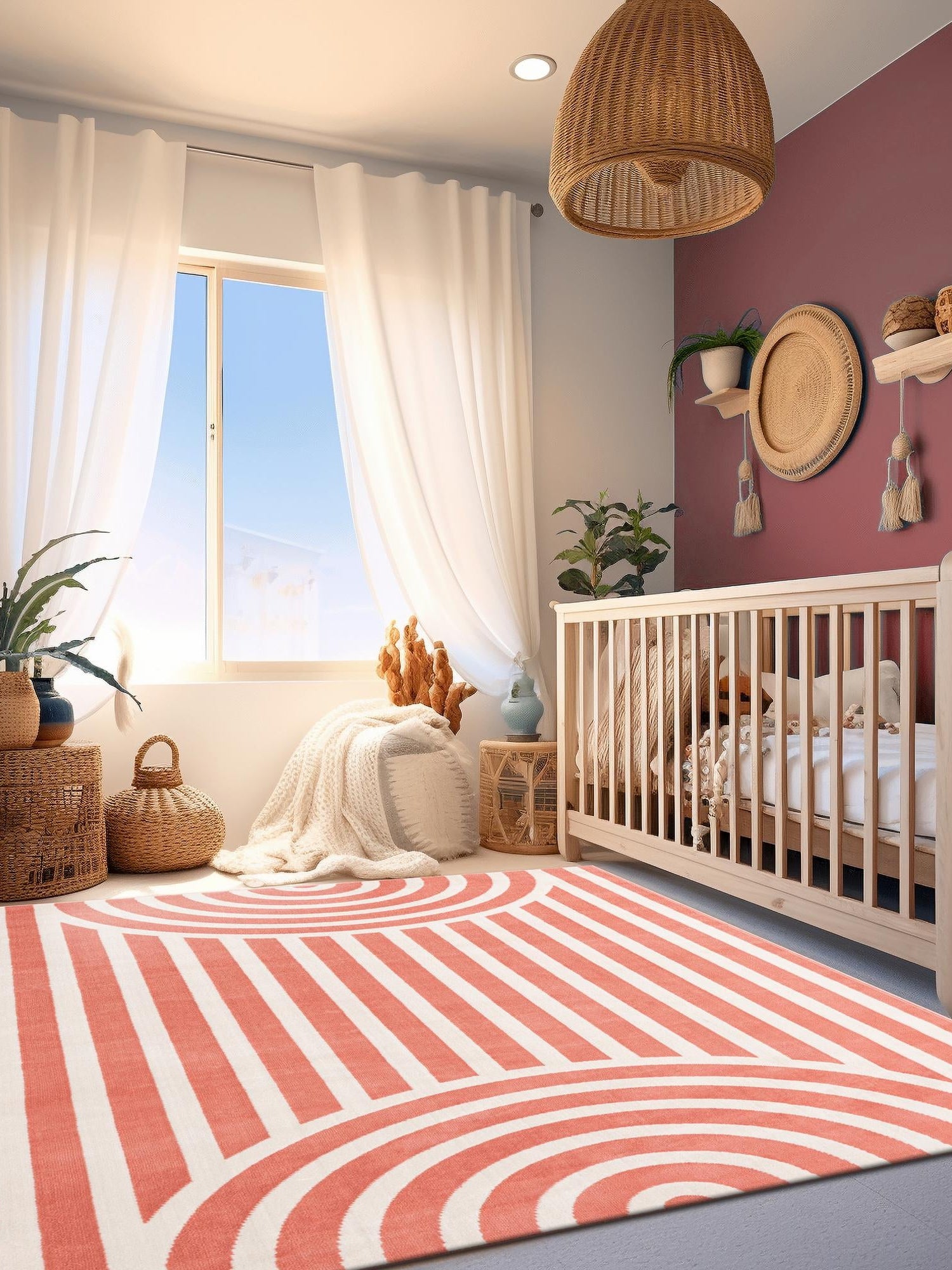 Soft Coral Pink 9' x 12' Whimsy Kids Rectangle Area Rug for Baby Nursery, Toddler Playroom,  Bedrooms Playful Fun Design Easy Clean Carpet for Sale at Rug Engine