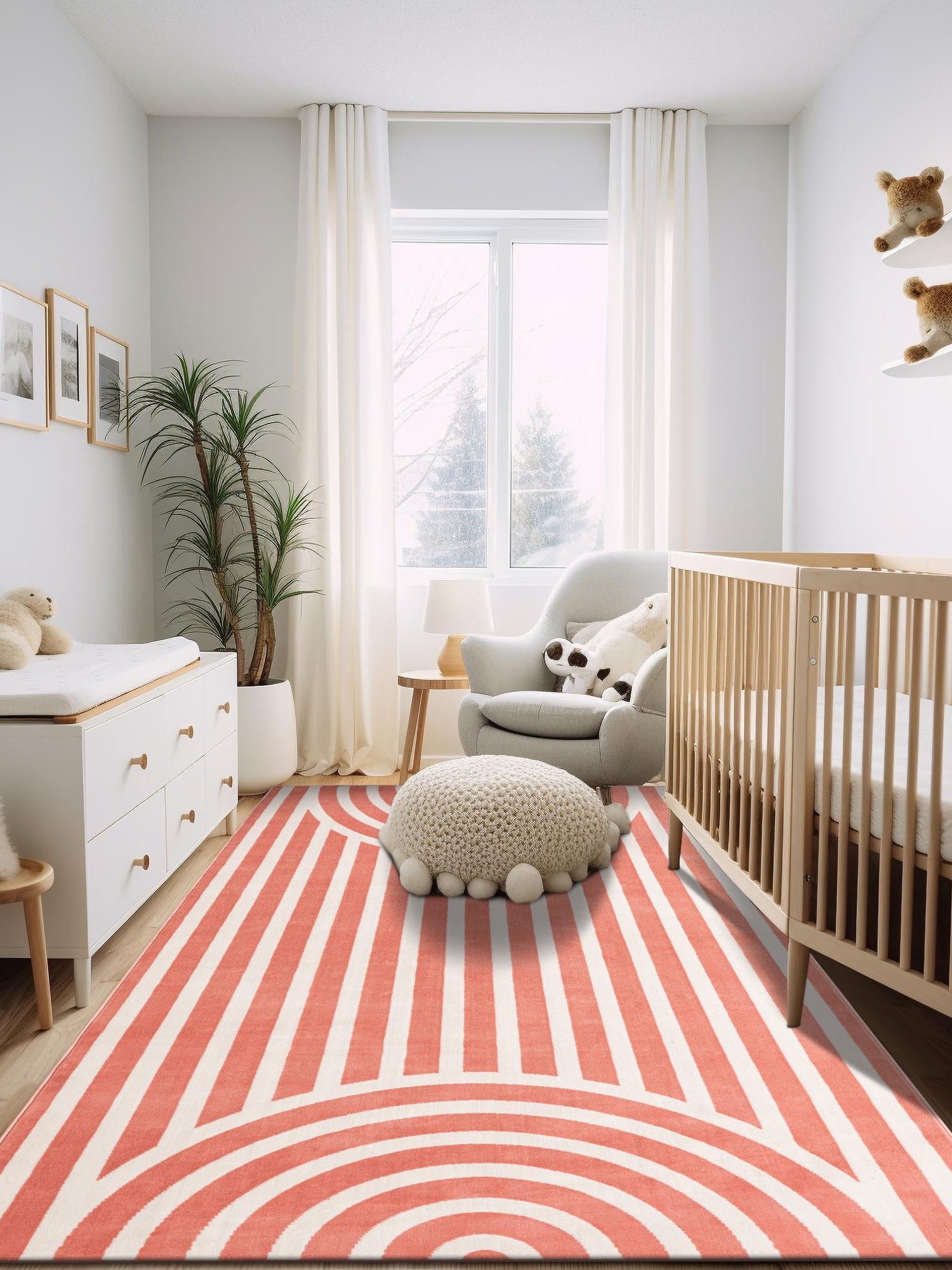 Soft Coral Pink 9' x 12' Whimsy Kids Rectangle Area Rug for Baby Nursery, Toddler Playroom,  Bedrooms Playful Fun Design Easy Clean Carpet for Sale at Rug Engine