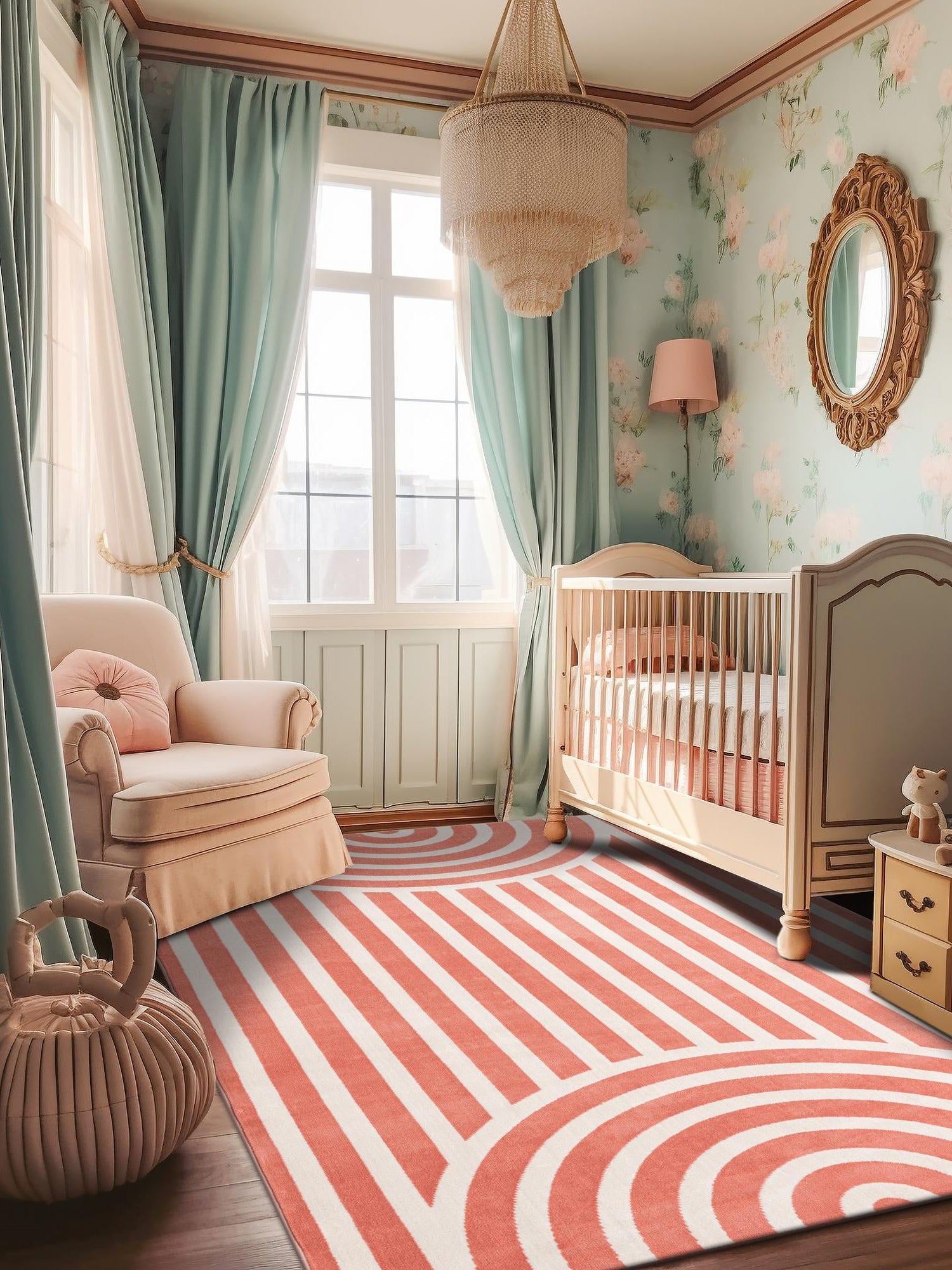Soft Coral Pink 9' x 12' Whimsy Kids Rectangle Area Rug for Baby Nursery, Toddler Playroom,  Bedrooms Playful Fun Design Easy Clean Carpet for Sale at Rug Engine