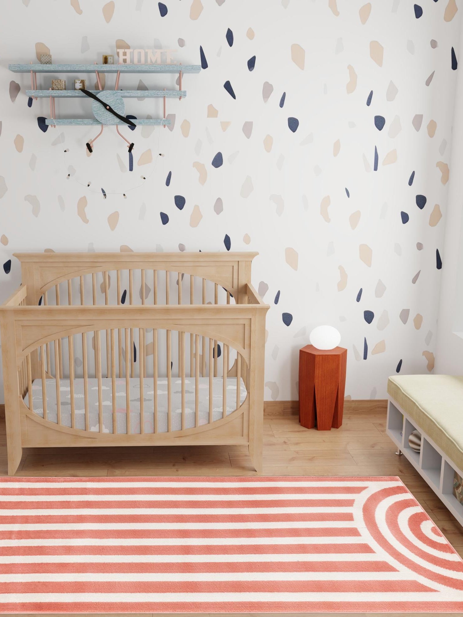 Soft Coral Pink 2' x 6' 1 Whimsy Kids Runner Area Rug for Baby Nursery, Toddler Playroom,  Bedrooms Playful Fun Design Easy Clean Carpet for Sale at Rug Engine