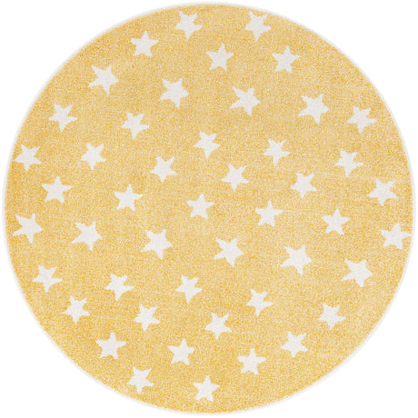 Soft Yellow 5' 1 x 5' 1 Whimsy Kids Round Rug