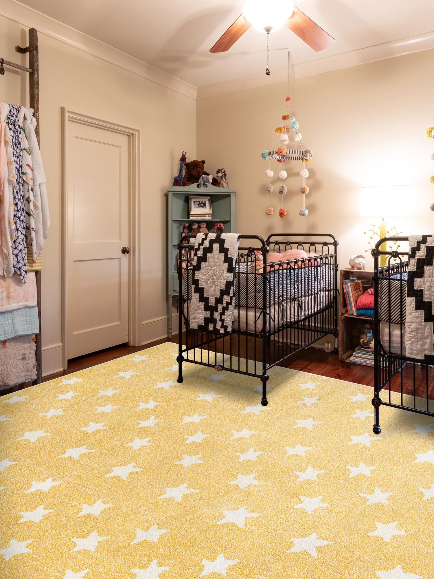 Soft Yellow 7' 10 x 10' Whimsy Kids Rectangle Area Rug for Baby Nursery, Toddler Playroom,  Bedrooms Playful Fun Design Easy Clean Carpet for Sale at Rug Engine