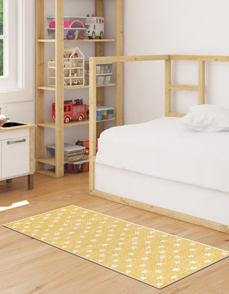 Soft Yellow 2' 2 x 6' 1 Whimsy Kids Runner Area Rug for Baby Nursery, Toddler Playroom,  Bedrooms Playful Fun Design Easy Clean Carpet for Sale at Rug Engine